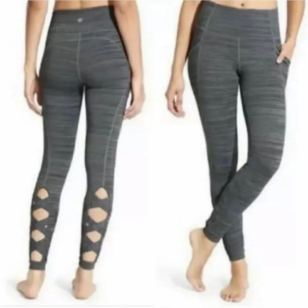 Athleta Chaturanga High Waist Criss Cross Cut Out Leggings Women Size XS